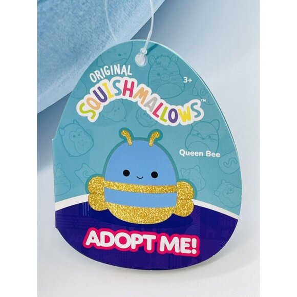 NWT Squishmallows Queen Bee 14" Adopt Me! Blue Glittery Gold Insect Plush - Picture 7 of 7